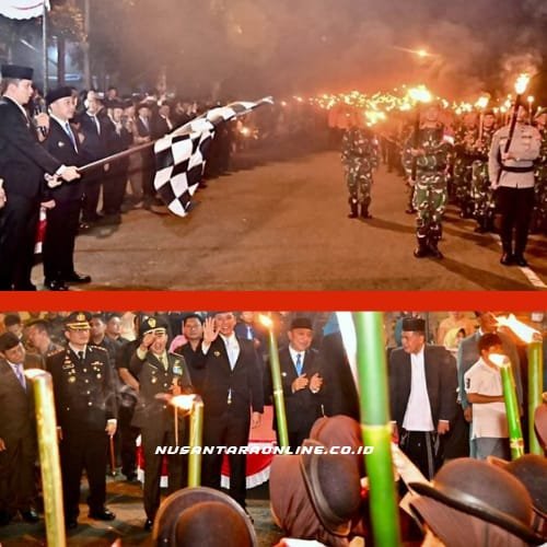 Malam Puncak HUT RI ke 80,Langit Kota Kalianda Diterangi Cahaya Obor Begitu Meriah Dan Sangat Berkesan