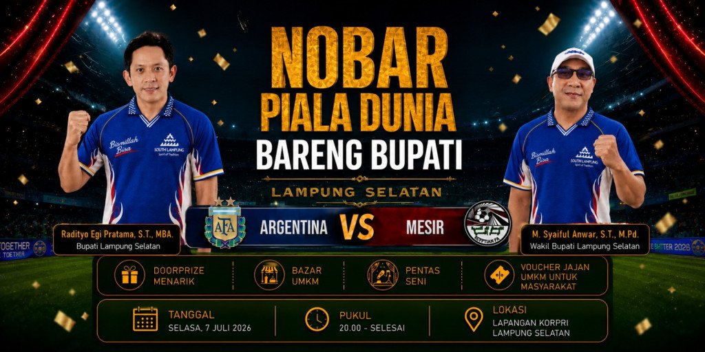 Malam Ini! Nobar Argentina vs Mesir di Lapangan Korpri Hadirkan Hiburan, UMKM, dan Doorprize